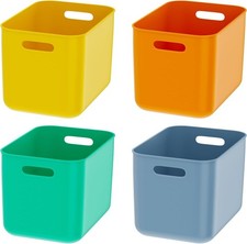 4-Pack 22L Plastic Storage Bins Baskets for Home Classroom Organization