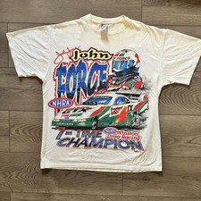 Vtg 1997 John Force 7 Time Champion NHRA Drag NASCAR Racing T shirt