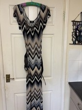 Wallis Multi Colour Maxi Dress Size Medium M With Wide Belt