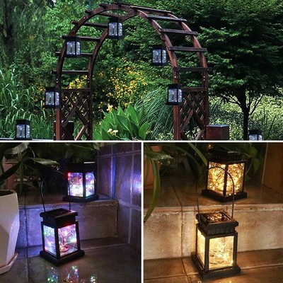 Retro LED Laternenlichter Tischlampe Goldener Kupferdraht Hängend Leicht
