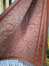 PASHMINA Scarf Shawl Wrap 100% Pashmina Orange/Brown w/ Fringe 66" X 28"