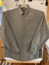 Arrow Dress Shirt Large 16 Gray 34/35 Long Sleeve Wrinkle Free Button Up