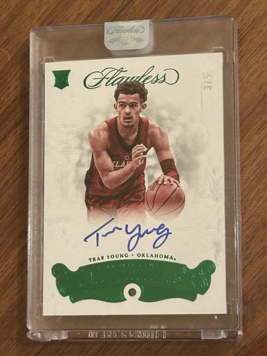 2018 Flawless Trae Young Rookie RC Real Emerald Auto Encased Rare Hawks Green /5