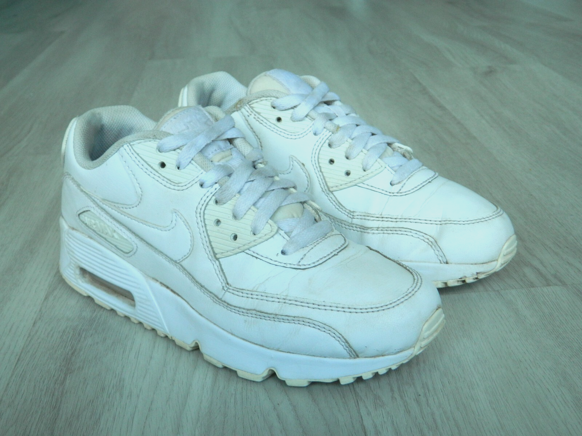 Nike Air Max 90 LTR GS Trainers Triple White Size UK
