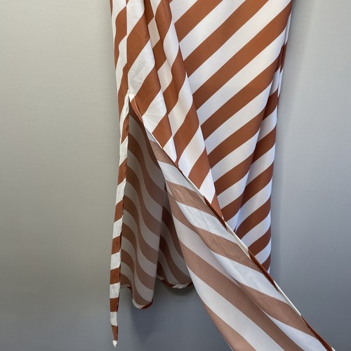 SLATE & WILLOW Slip Dress Women XS Copper Stripe Midi Sleeveless Side Slits - Picture 5 of 11