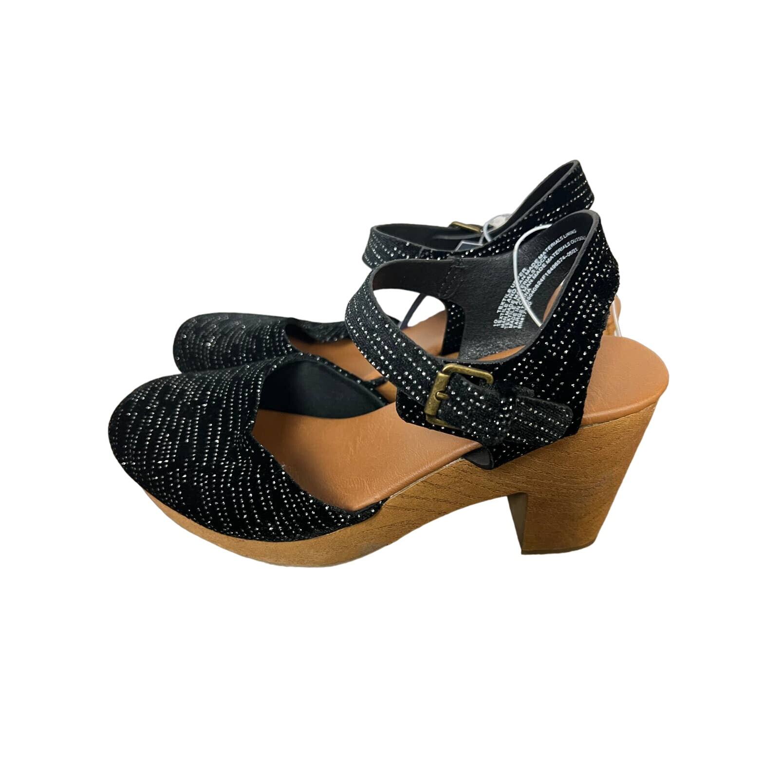 NWT Ladies Universal Thread Black Sparkly Marcia Clog Heels - Size 10