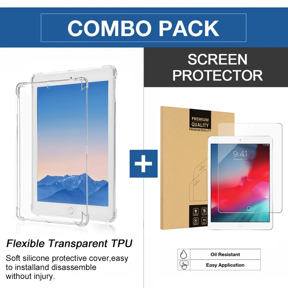 For iPad Mini 4/5th 7.9" Anti-Guard Corners Slim TPU Bumper Case+Tempered Glass - Image 2 of 4