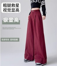 Japanese preppy Style women Wide-Leg Pants loose Trousers casual