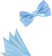 Set Fliege & Einstecktuch Unisex Wedding Hochzeit Feier E17+#17 Hell Blau