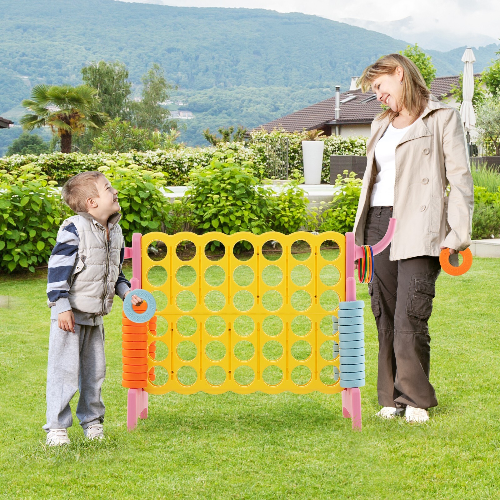 Giant 4 in a Row Game Jumbo Connect 4 Garden Games Set w/42 Gripped ...