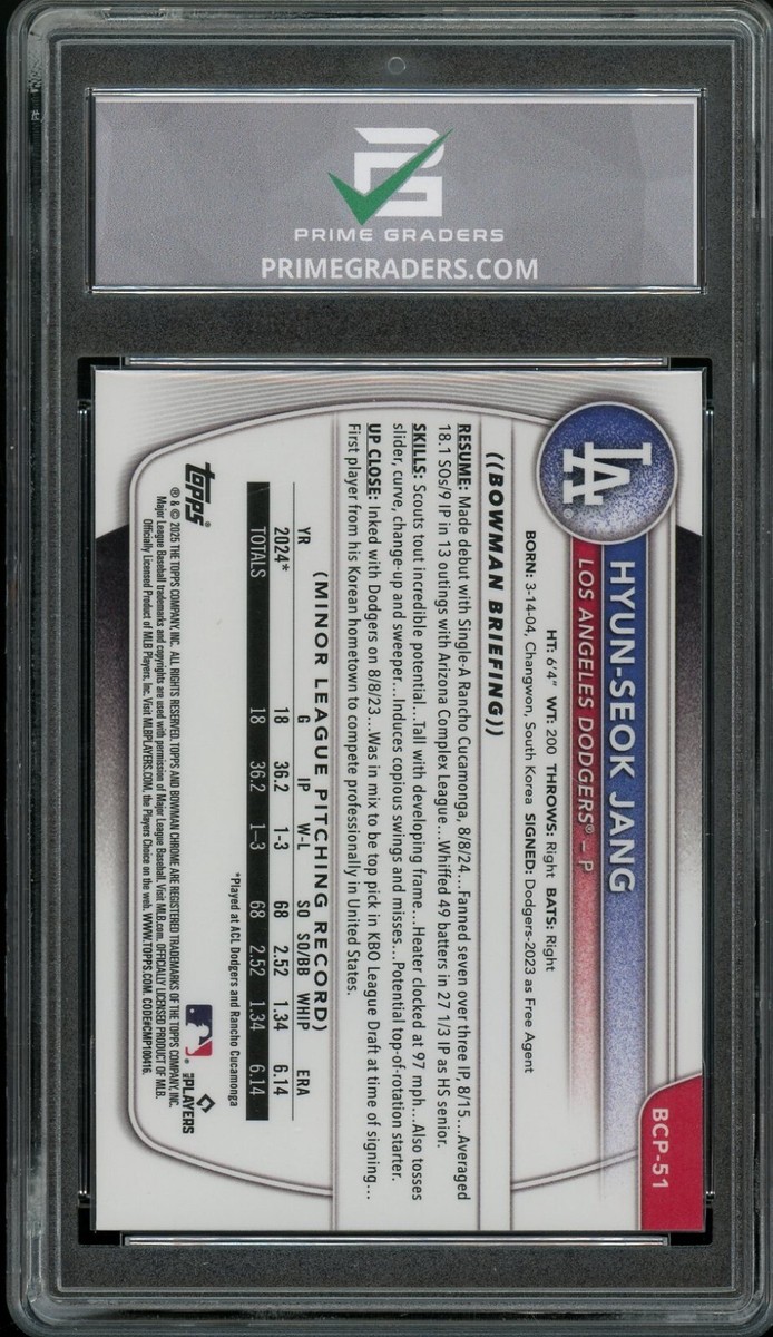 Hyun-Seok Jang 2025 Bowman Chrome 1st Rookie Card #BCP-51 MINT 