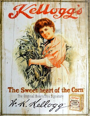 Platte Metall Vintage USA KELLOGG'S Sweetheart Getreide - 40 X 30 CM