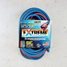 50' 12 Gauge Cold Weather Extension Cord w Lighted Outlet - Made in USA