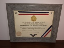 DOT ~ TRANSPORTATION 9-11 COMMEMORATIVE MEDAL CERTIFICATE ~ Type 1