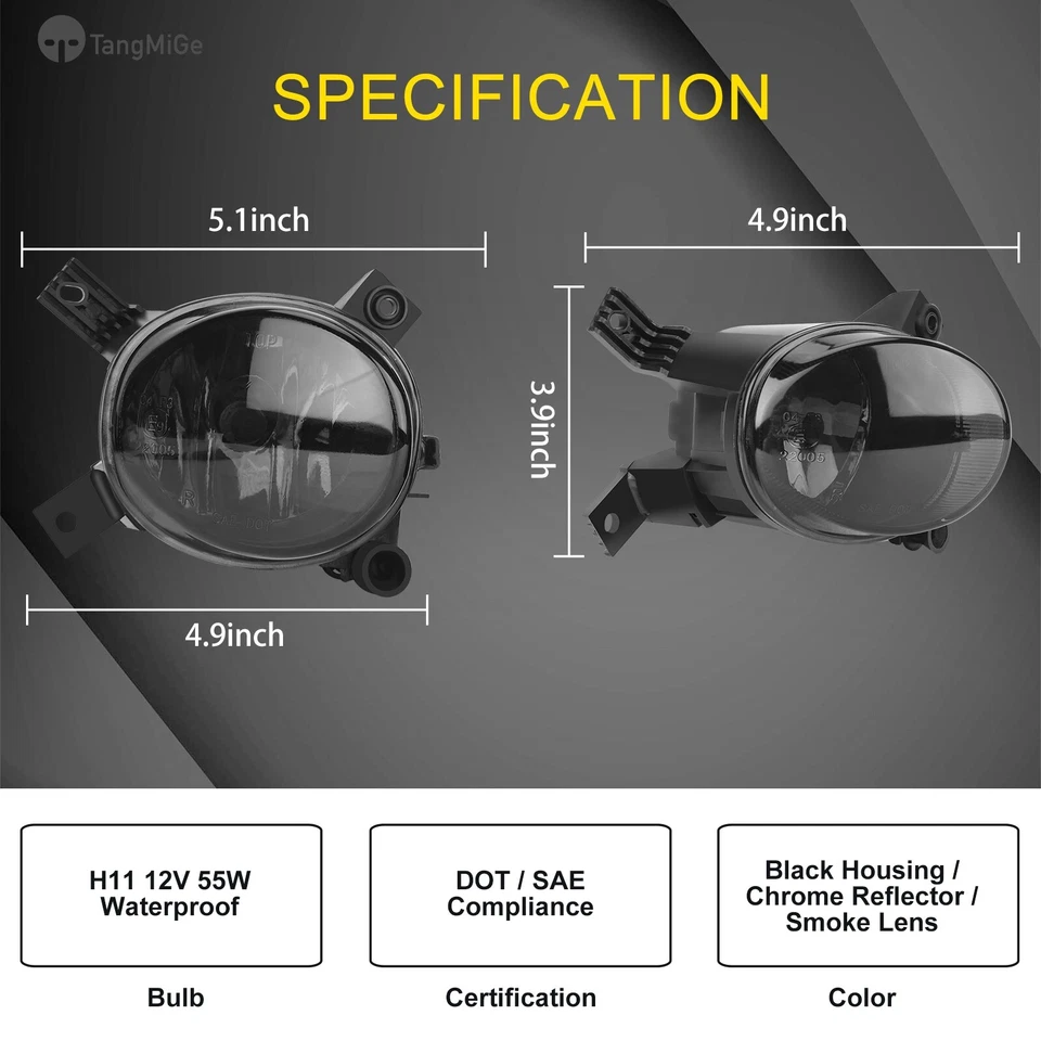 Fog Lights Compatible With 2005-2013 Audi A3 A4 Quattro S4 Selected Models Smoke Foto 2 de 4