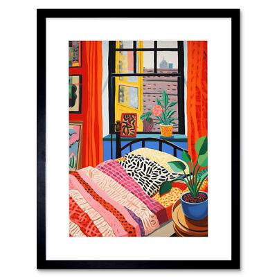 The Artist's Bedroom Henri Matisse Style Vibrant Patterns Framed Art Print 12X16