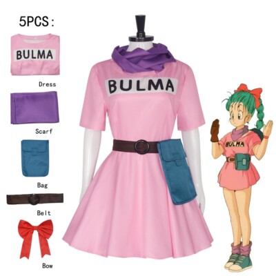 Bulma Cosplay Costume Bulma Pink Dress Women Bulma Uniform Kawaii Dress |  eBay
