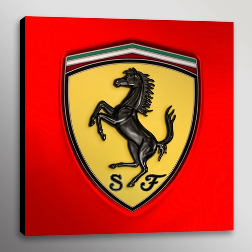 Red Ferrari Emblem Sportscar Car Automotive Photo Wall Art Canvas Print - Picture 9 of 10