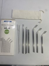 12 Piece Stainless Steel Straw Set With Cleaning Brushs