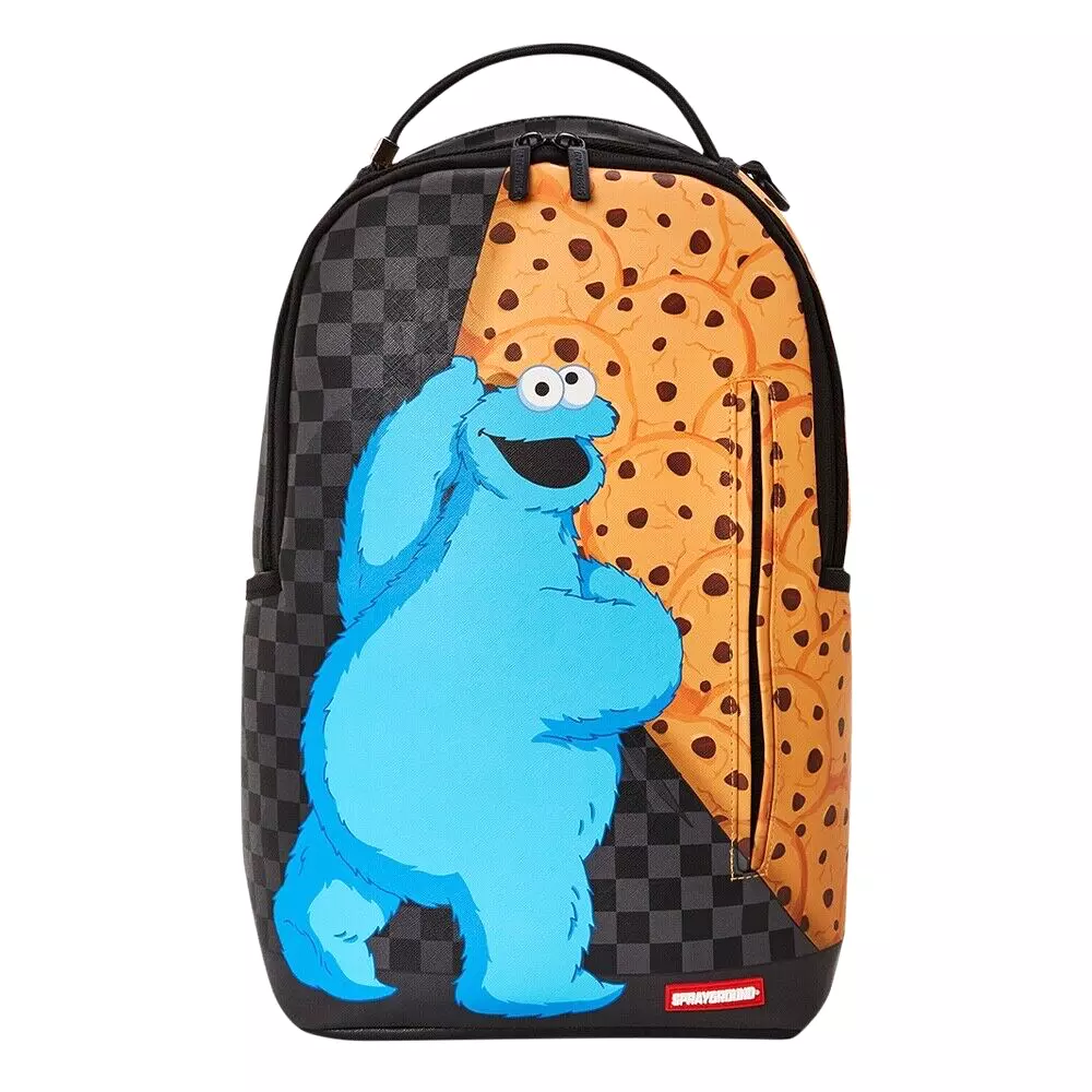 Sprayground Cookie Monster Black Checkered Backpack Books Bag