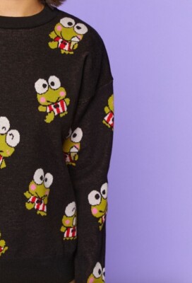 Keroppi Frog Black Sweater Hello Kitty Forever 21 Size S Small New