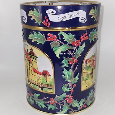 Blue Lambertz Aachen ~ Musical Metal Christmas Tin ~ Landmarks Germany ~ 2004