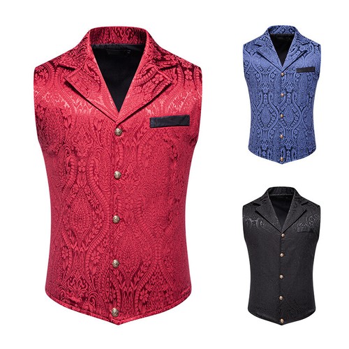 New Medieval Floral Retro Vest Sleeveless Printing Single Breasted Formal Vests - Picture 3 of 27