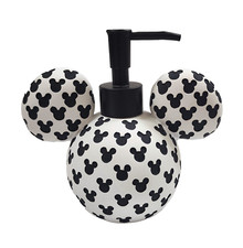 NEW RESIN BLACK & WHITE LOGO 3D MICKEY MOUSE DISNEY SPHERE SOAP DISPENSER PUMP