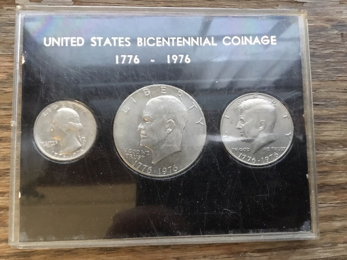 骨董　三点 Vintage Coinage 3 Piece USA Bicentennial Set 1776-1976 In