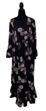 Shein Womens Size 4 Long Sleeve Back Zipper Multicolor Floral Tall Long Dress