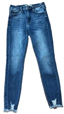 KANCAN Womens Jeans SZ 26 Raw Hem Med Wash Distressed RN # 144635 Cut # 43219
