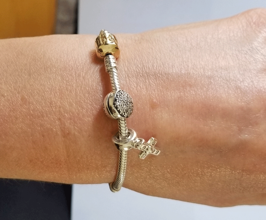 アクセサリー Pandora Diamond 14k Charm 100% Authentic Pandora 14K Yellow Gold Diamond Matrix