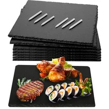 6 PCS 10 x 6 Inch Black Slate Cheese Board with Chalk Slate Charcuterie Board...