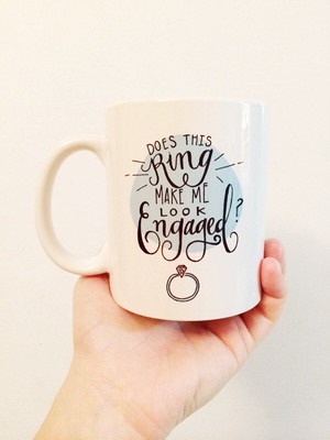 Does This Ring Make Me Look Engaged Wedding Bride Mug Gift Cup Drink Teal
