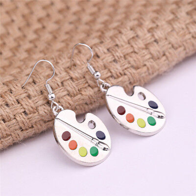Colour Palette Paint Set Dangle Earrings Miniblings Brush Artist Wood