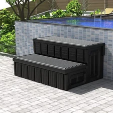 Hot Tub Steps, Outdoor Spa Steps with Storage, Non-Slip & Sturdy Hot Tub Stairs,