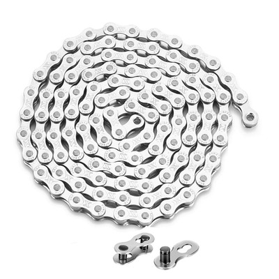 Fahrradkette, 9 Fach, 1/2 x 11/128 Inch, 116 Glieder, Silber, Edelstahl, für Roa