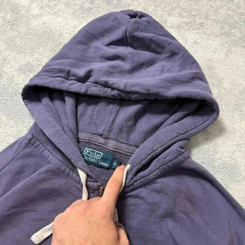 VTG Ralph Lauren Full Zip Hoodie Jacket XL Purple Yellow Embroidered Pony Logo image 8