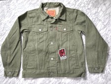 Levi's Boys Trucker Jacket Olive Green Denim Jean Large 12-13 Levis Strauss NEW