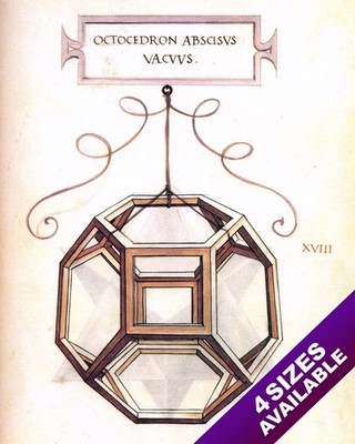 LEONARDO DA VINCI SKETCH PAINTING GEOMETRIC OCTAHEDRON SHAPE CANVAS ART PRINT