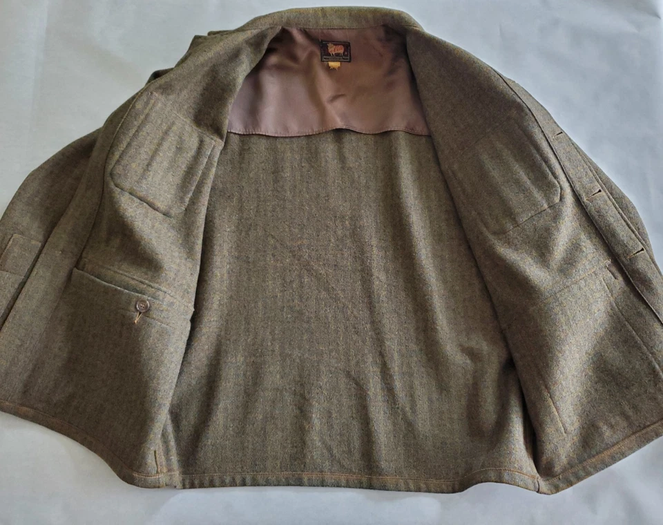 Vintage 50's Woolrich 100% Wool Plaid Mackinaw Hunting Shirt Jacket Size 44  - Image 4 of 4