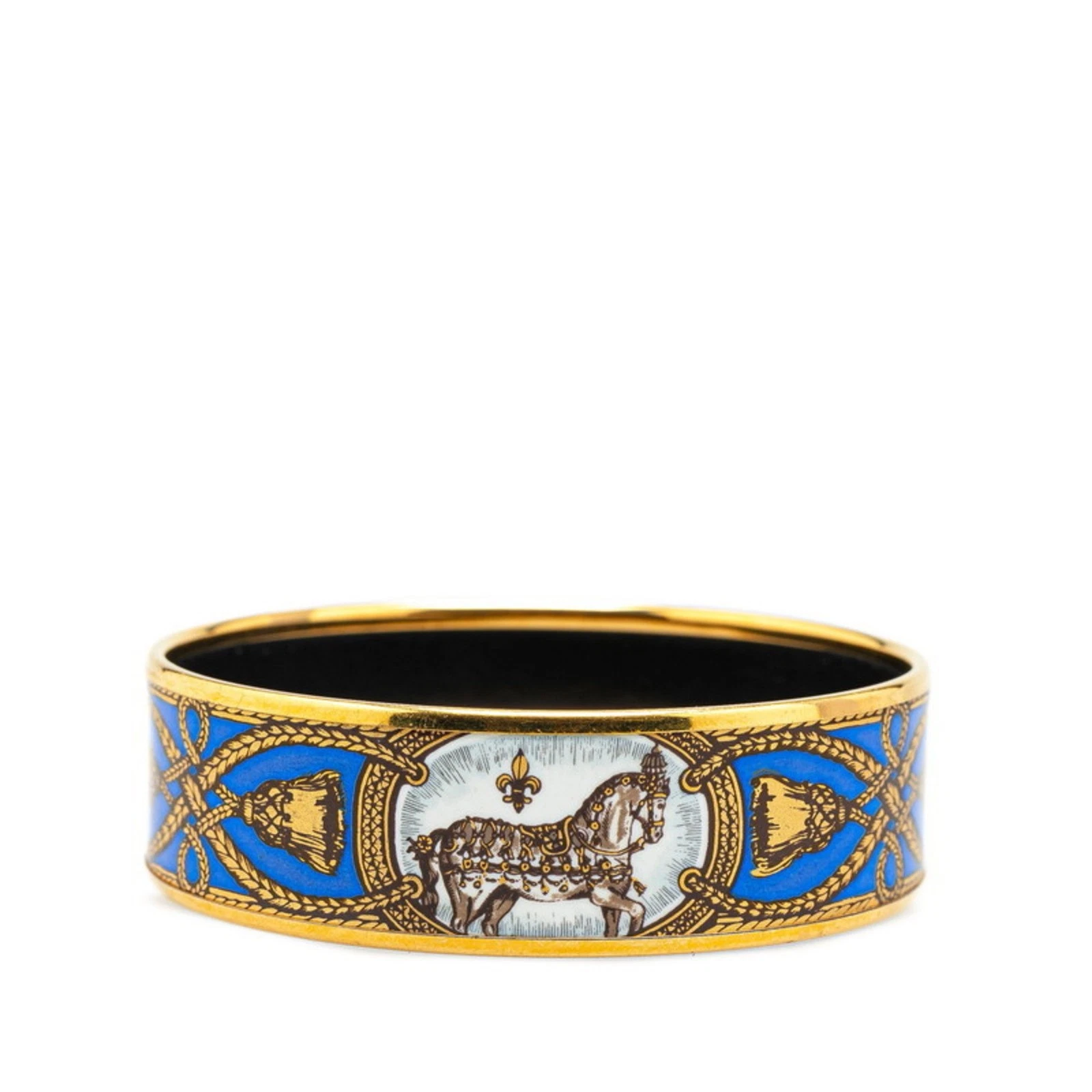 HERMÈS Hermes GM Bracciale Cavallo Smaltato Oro Blu Multicolore Placcato Donna... GZl1718o
