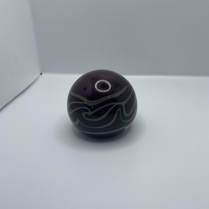 Vintage Glass Art Signed Paperweight JBYRON|86 Maroon And Tannish Brown Blue Srl