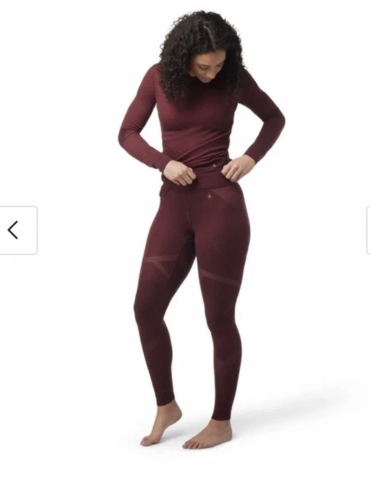 Smartwool Womens Intraknit Thermal Merino Base Layer Bottoms Black Cherry