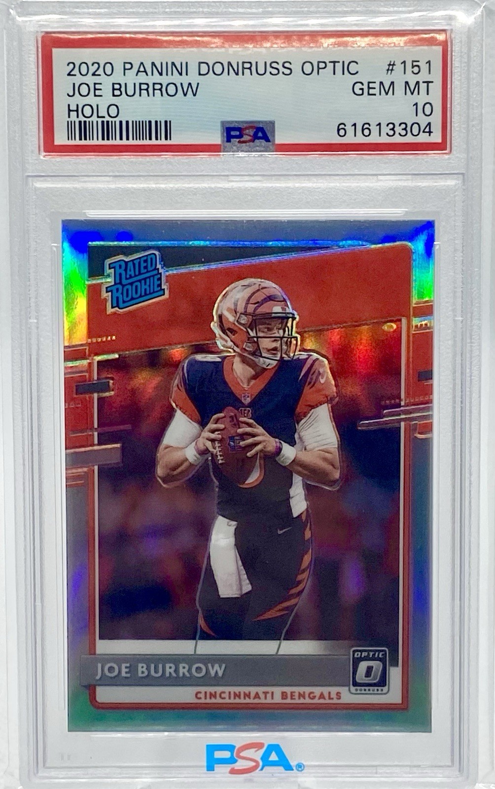 2020 - Optic Silver Holo Prizm - Joe Burrow (RC) - PSA Gem Mt 10