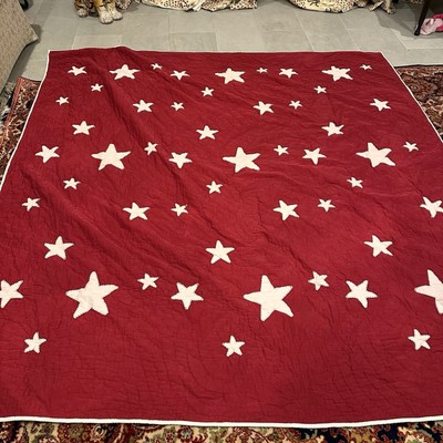 Pottery Barn Kids Vintage Star Quilt Red & White  Full Queen 86x86