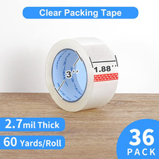 36 Rolls Clear Packing Tape, Heavy Duty Packaging Tape 2.7Mil Thick and 1.88"