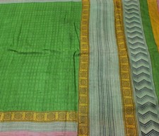 Sushila Vintage Green Indian Saree 100 Pure Silk Woven Sari Craft Decor Fabric