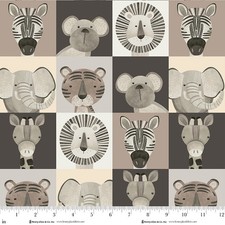 Cotton Jungle Romp Lions Animals Neutral Tones Fabric Print by Yard D782.01