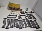 Vintage Marx Bar M Ranch Set Litho Cabin with some Fences Cowboys Animals ect.
